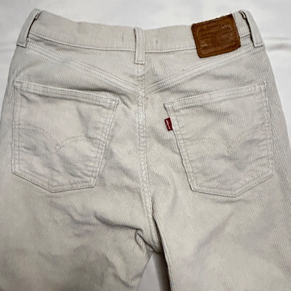 Levi’s Premium 70s High Flare Corduroy Pants Women’s 28 Ivory Cream High Waisted - Picture 4 of 14